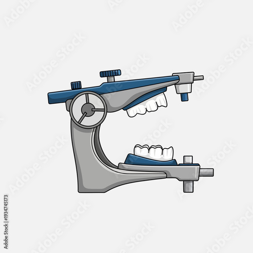 Illustrated Dental Articulator Depicting Oral Prosthetic Modeling for Cosmetic Dentistry Practice