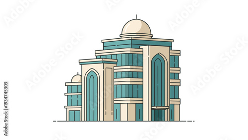 Islamic Mosque Architecture Building Dome Illustration.