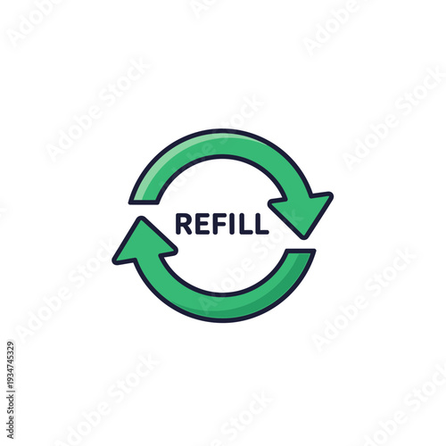 Iconic Refill Symbol Depicting Sustainability and Circular Economy Principles for Eco-Friendly