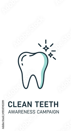 Illustrated Dental Health Awareness Campaign Depicting Sparkling, Healthy, And Clean Teeth