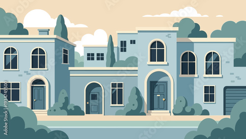 Luxury House Building Architecture Design Illustration.