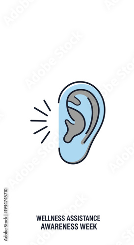 Illustrated Ear Symbolizing Auditory Perception and Hearing Health Awareness for Wellness Programs