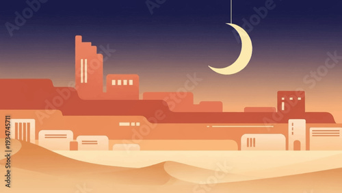 Crescent Moon Hanging in the Sky.