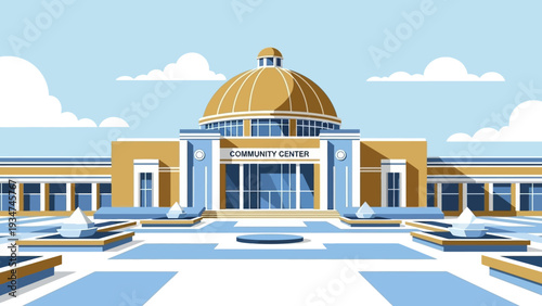 Government Building with Dome and Courtyard.