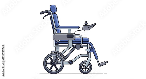 Illustrated Electric Wheelchair Design Depicting Mobility Aid For Those With Impairments