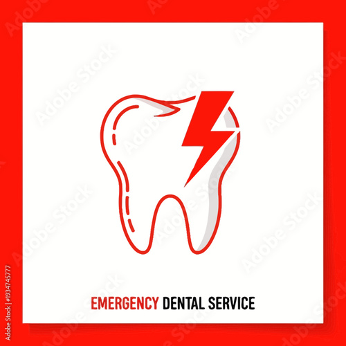 Illustrated Emergency Dental Service Icon Design Featuring A Tooth Symbol With Lightning