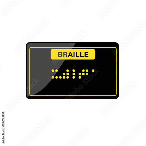 Illustrated Braille Signage Featuring Tactile Symbols and Illuminated Lettering for Enhanced