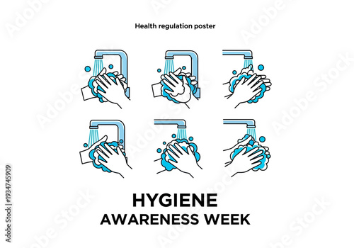 Illustrated Guide Showing Handwashing Steps To Promote Health And Hygiene Awareness Week