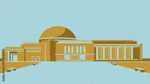 Government Building with Dome and Columns.