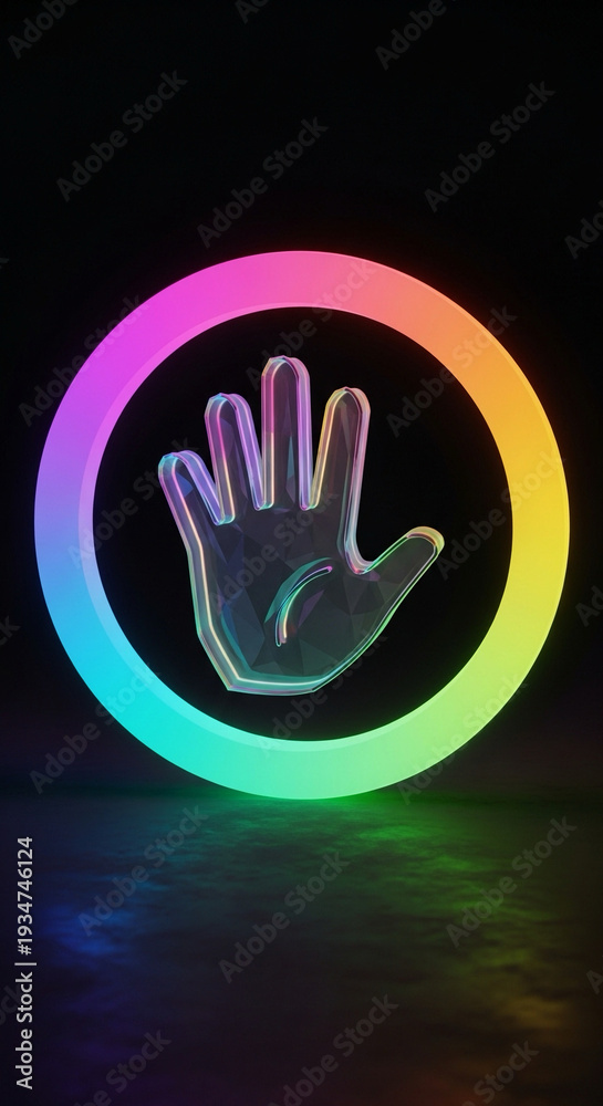 Obraz premium Circular Gradient Frame with Floating Hand Icon