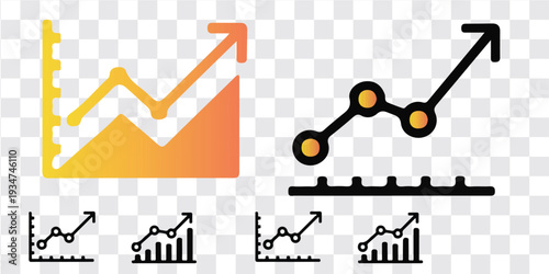 Digital Finance and Investment Data: Modern Business Charts with Rising Arrow and Market Analytics