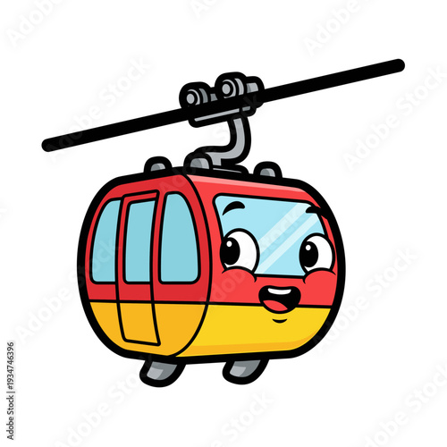 Cartoon Cable Car with Happy Face.