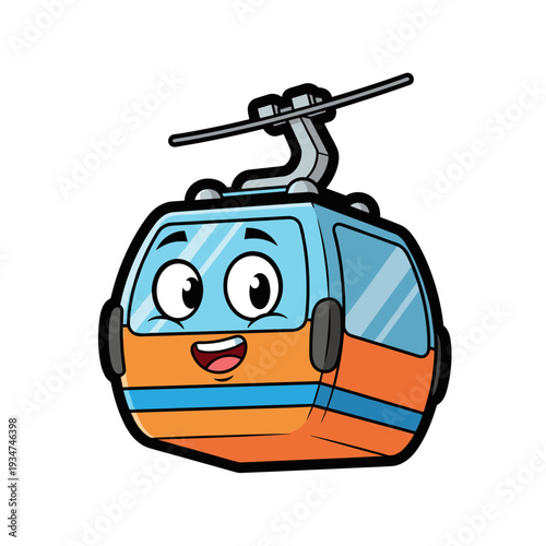 Cartoon Cable Car with Happy Face.