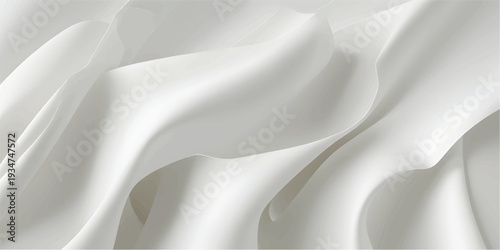 Elegant white silk and satin fabric background featuring smooth flowing waves and soft liquid textures for a luxury wedding textile design illustration