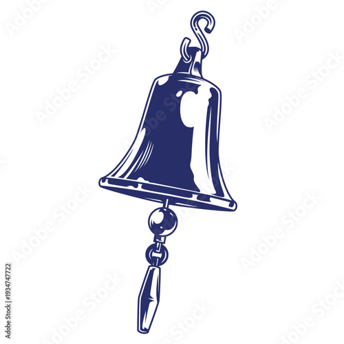 Nautical bell on ship deck