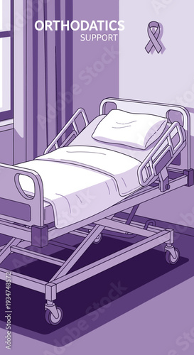 Illustrated Hospital Room Depicting Orthodontic Support and Care for Medical Health Treatment