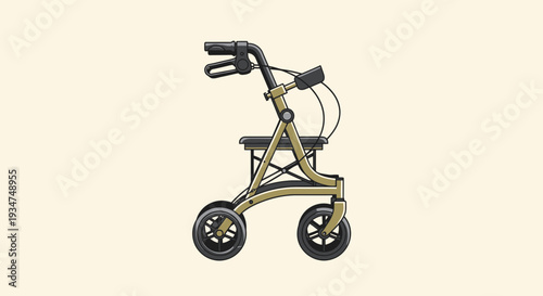 Illustrated Medical Walker Depicting Mobility and Support for Seniors and Individuals