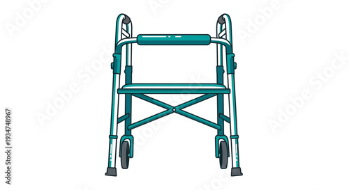 Illustrated Medical Walker Depicting Mobility Support, Assistance, And Independence