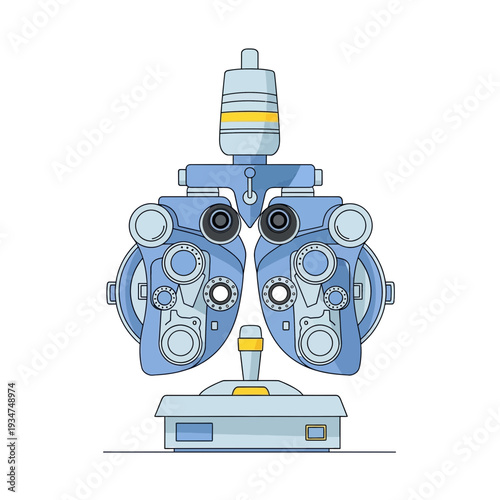 Illustrated Spectacle Refractor Instrument Depicting Precise Optical Assessment for Vision