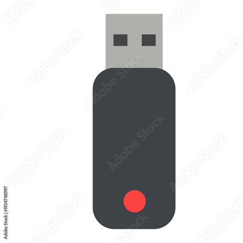 USB flash drive ideal for data storage, file transfer, portable memory, and modern technology with flat design style.