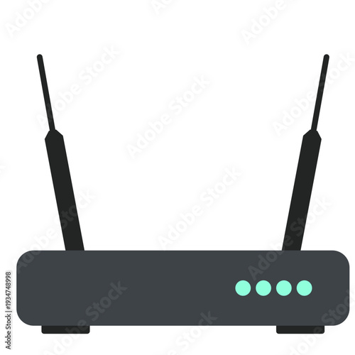 WiFi router with antennas perfect for internet connectivity, networking, wireless communication, and modern technology with flat design.