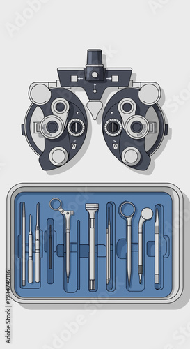 Illustrated Optometry Equipment: A Detailed View of Diagnostic Tools and Examination Devices