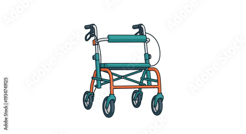 Illustrated Walker Artwork Depicting Mobility Support Aid For Medical Or Healthcare Usage
