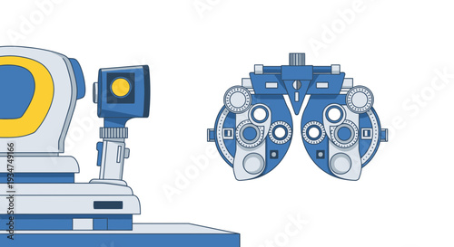 Illustrated Optometry Equipment For Eye Exams and Vision Screening Procedures