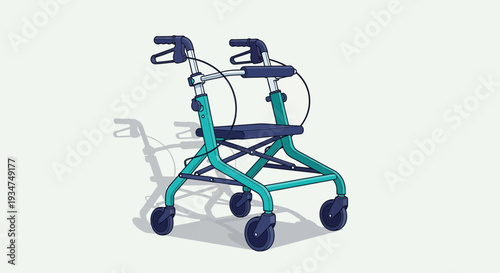 Illustrated Walker Depicts Mobility Assistance for Senior Citizens and Those With Limited Movement