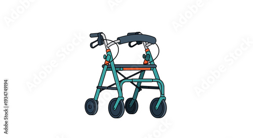 Illustrated Walker: Mobility Device for Elderly and Disabled Persons in a Minimalist Style