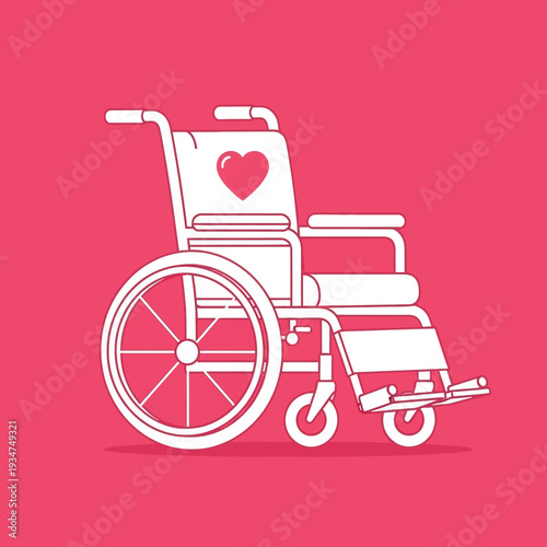 Illustrated Wheelchair Symbolizing Compassion and Care for Health and Rehabilitation Needs