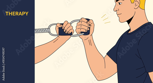 Illustrated Physical Therapy Session Depicting Rehabilitation And Strength Training Techniques