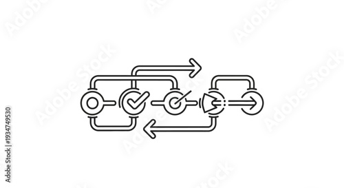 Simple flowchart process diagram icon.