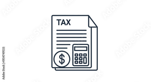 Tax document with calculator icon.