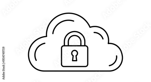 Cloud computing security lock icon.