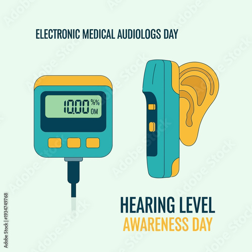 Illustration Depicting Digital Audiology Diagnostics and Hearing Health Awareness