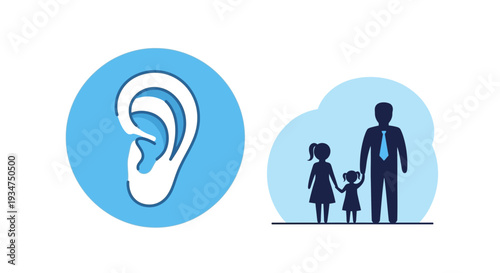 Illustration Depicting Hearing and Family Connection, Symbolizing Communication and Care