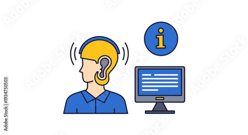 Illustration Depicting Hearing Assistance and Information Access With Modern Technology