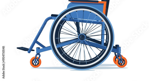 Illustration Of A Blue Wheelchair Against White Background For Mobility And Accessibility