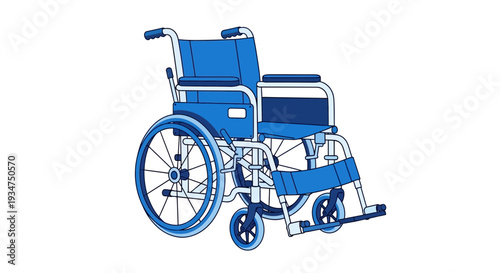 Illustration Of A Blue Wheelchair For Disabled People Ready To Support Mobility