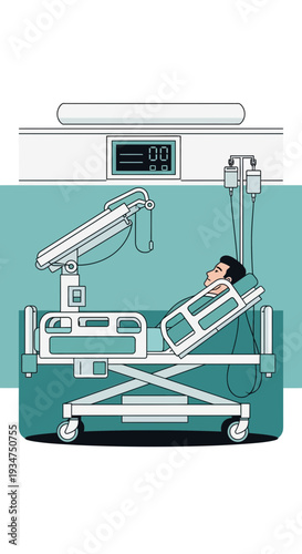 Illustration Depicting Patient Care And Modern Medical Equipment In A Hospital Setting