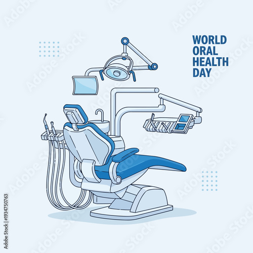 Illustration Of A Dental Office Chair And Equipment For Promoting World Oral Health Day