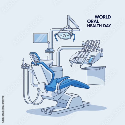 Illustration Of A Dental Office Chair, Perfect For Dental Clinic And Oral Health Care Education