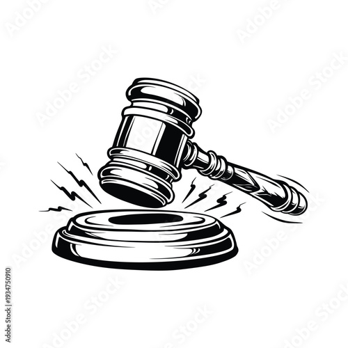 Gavel Striking Sound Block Illustration