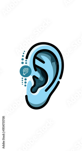 Illustration Of A Human Ear Depicting Advanced Hearing Technology For Modern Medical Concepts