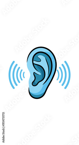 Illustration Of A Human Ear Symbolizing Listening And Sound Perception Concept On White