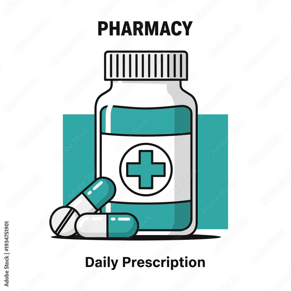 Fototapeta premium Illustration Of A Medical Bottle With Pills Representing Daily Healthcare and Pharmacy Services