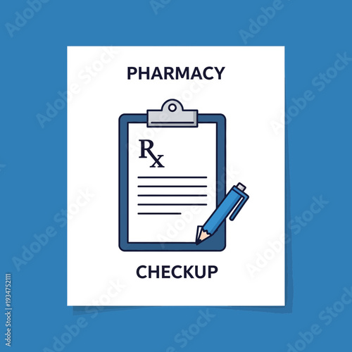 Illustration Of A Medical Prescription And A Pen On A Clipboard for Pharmacy Usage