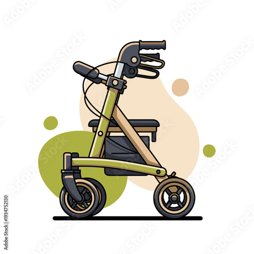 Illustration Of A Modern Walker, Mobility Aid, Depicting Assistance And Enhanced Movement