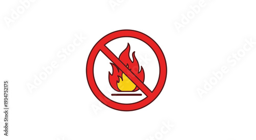 Illustration Of A No Fire Symbol, Prohibiting Flames, Safety Sign, Preventing Combustion